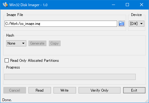 Win32 Disk Imager 終了